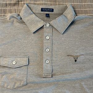 Peter Millar Crown Crafted Light Gray Polo Shirt with Embroidery